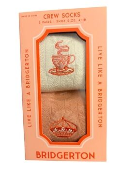 Bridgerton Women's Crew Socks - Cream & Peach (2-Pack)